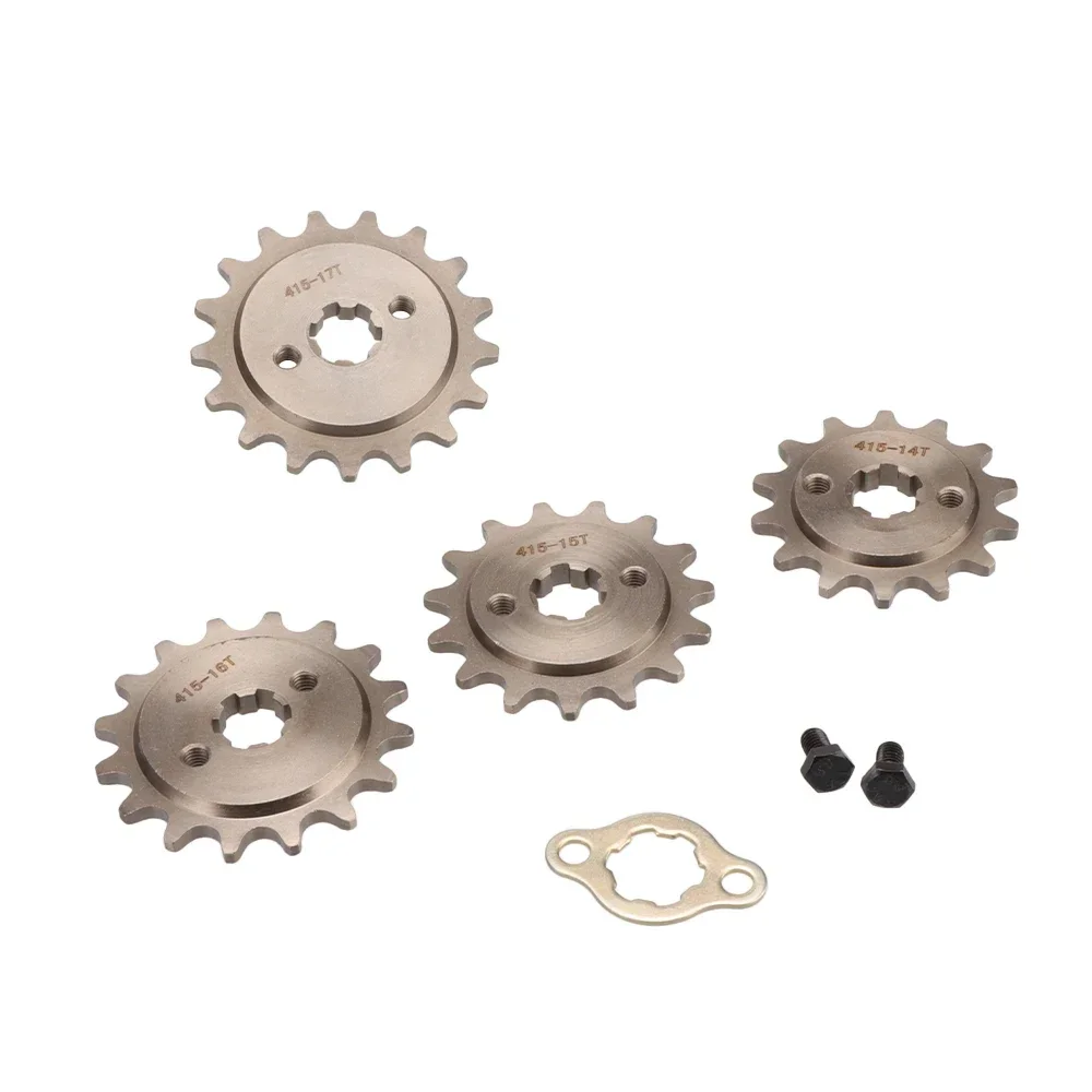 415 14T15T16T17T 17MM Motorcycle Front Engine Sprocket Suitable for 50cc 70cc 110cc 125cc 140cc 160cc Pit Bike Mini Bike Moped
415 14T15T16T17T 17MM Motorcycle Front Engine Sprocket Suitable for 50cc 70cc 110cc 125cc 140cc 160cc Pit Bike Mini Bike Moped
