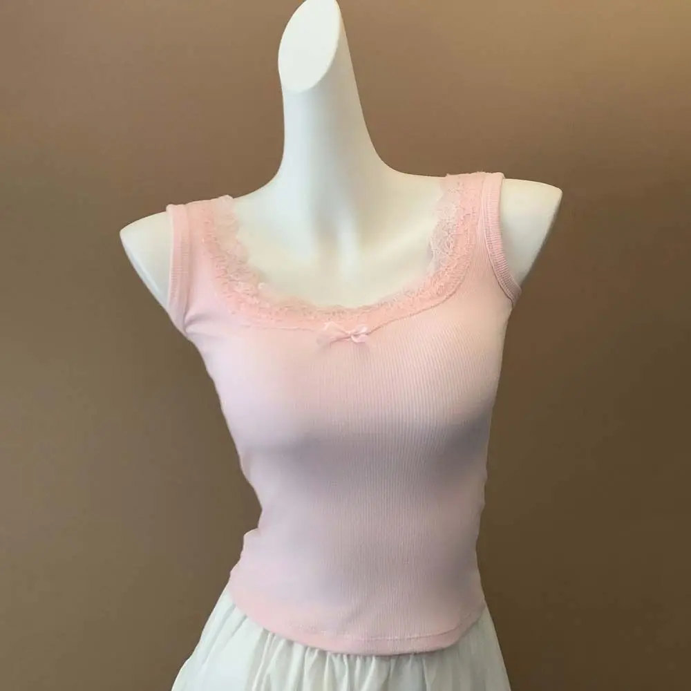 Mesh Flower Y2k Lace Crop Top Spicy Girl Style Bow Women's Sleeveless Vest Slim Fit Undershirt Camisole with Chest Pad Female
Mesh Flower Y2k Lace Crop Top Spicy Girl Style Bow Women's Sleeveless Vest Slim Fit Undershirt Camisole with Chest Pad Female