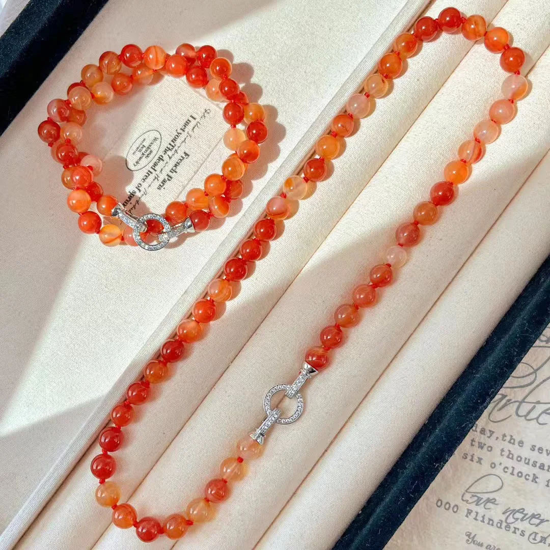 New retro Maillard style tranquil color chalcedony agate collarbone chain necklace neck chain
New retro Maillard style tranquil color chalcedony agate collarbone chain necklace neck chain