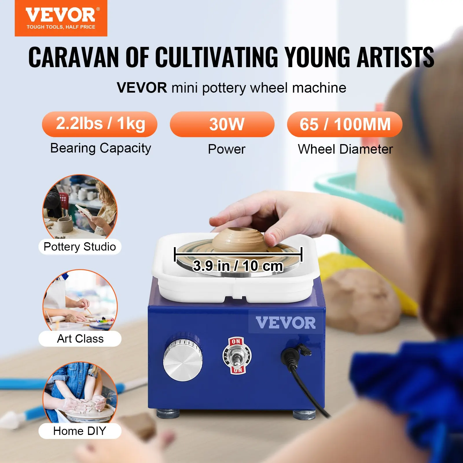 Mini Pottery Wheel, For Kids Or Beginners, 2 Turntables 2.6in 3.9in Ceramic Wheel Machine, Adjustable 0-300RPM Speed ABS
Mini Pottery Wheel, For Kids Or Beginners, 2 Turntables 2.6in 3.9in Ceramic Wheel Machine, Adjustable 0-300RPM Speed ABS