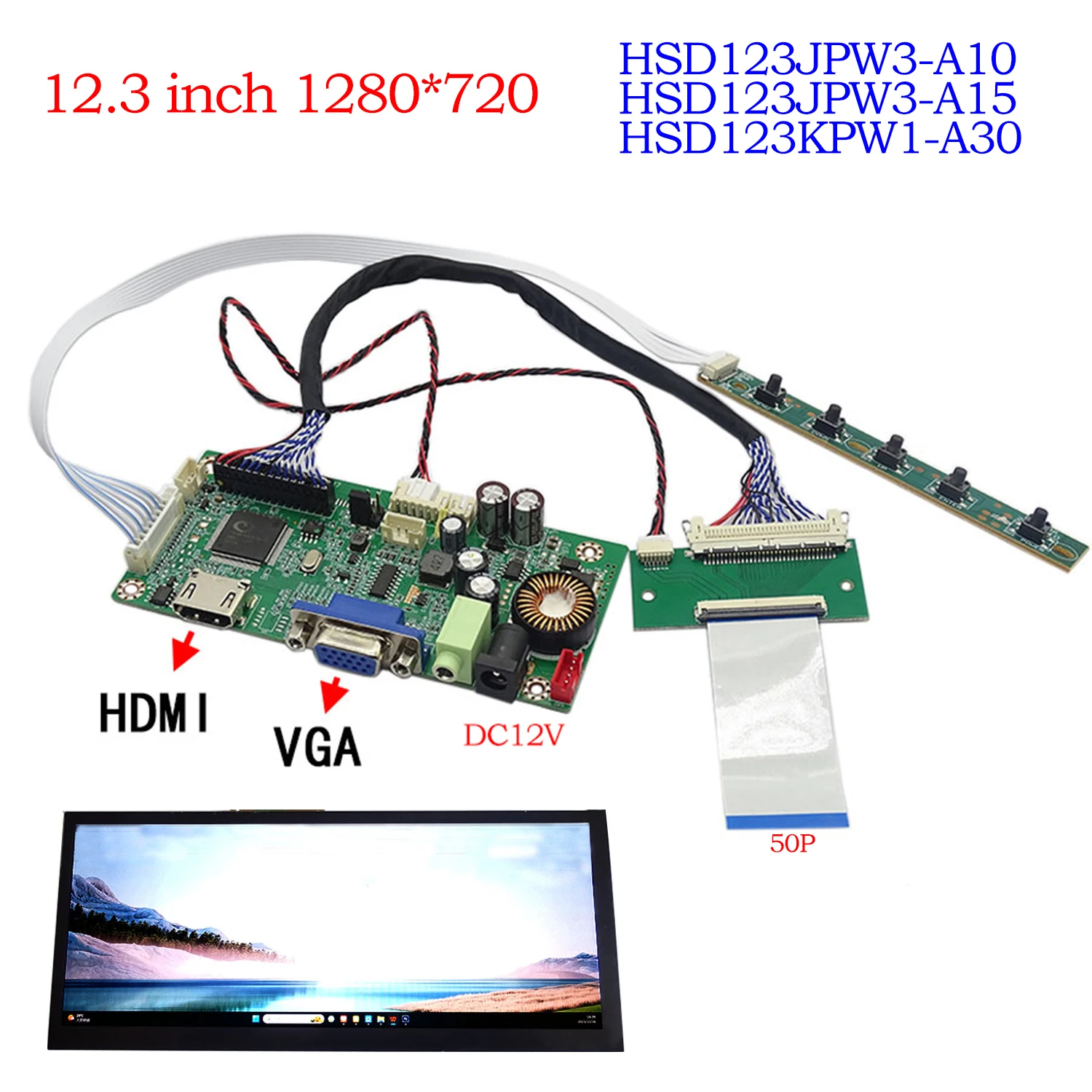 Комплект платы драйвера ЖК-дисплея для HSD123JPW3-A10 HSD123JPW3-A15 HSD123KPW1-A30, 12,3-дюймовый экран 1920x720, автомобильный инструмент, ЖК-монитор «сделай сам»
Комплект платы драйвера ЖК-дисплея для HSD123JPW3-A10 HSD123JPW3-A15 HSD123KPW1-A30, 12,3-дюймовый экран 1920x720, автомобильный инструмент, ЖК-монитор «сделай сам»