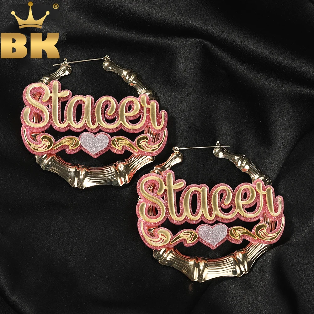 TBTK Hiphop Custom Bamboo Hoop Earrings Customize Name Acrylic Style Heart Earrings Trendy Accessories Jewelry For Gifts
TBTK Hiphop Custom Bamboo Hoop Earrings Customize Name Acrylic Style Heart Earrings Trendy Accessories Jewelry For Gifts