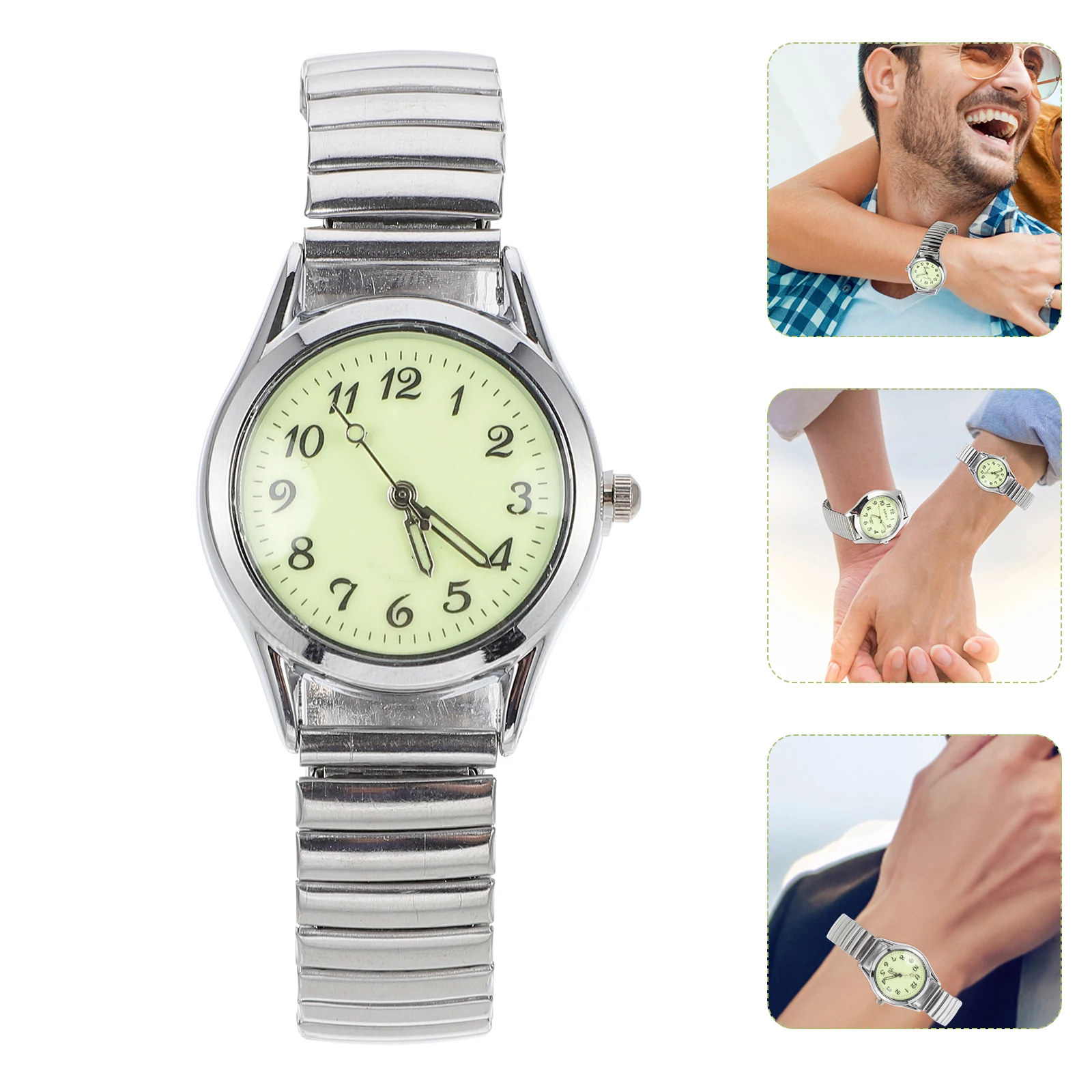 Glow Luminous Elastic Band Digital Elderly Silver Stainless Steel Classic Color Design Stylish Fashion Quartz
Glow Luminous Elastic Band Digital Elderly Silver Stainless Steel Classic Color Design Stylish Fashion Quartz