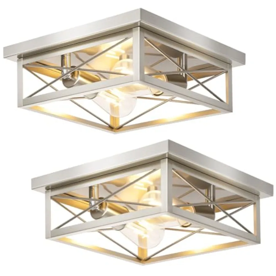 Brushed Nickle Hallway Light Fixtures, 2-Light Modern Farmhouse Flush Mount Ceiling Lights, Chrome Kitchen Light Fixtures, Squa
Brushed Nickle Hallway Light Fixtures, 2-Light Modern Farmhouse Flush Mount Ceiling Lights, Chrome Kitchen Light Fixtures, Squa