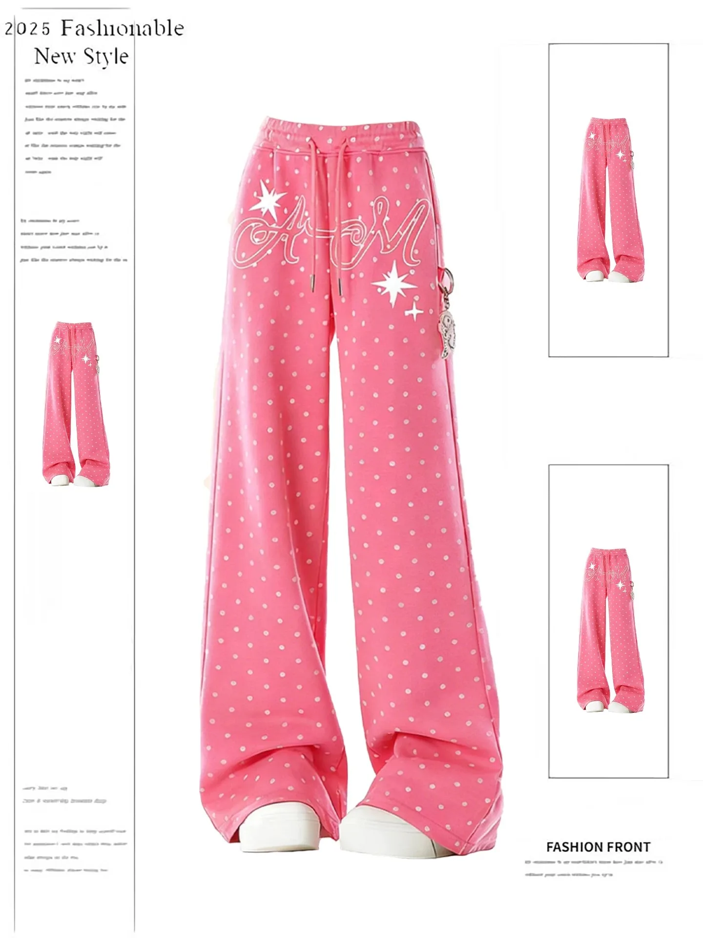 Pink Polka Dot Casual Pants Women's Wide Leg Straight Cut Dopaamine Style Summer Autumn New Design Sensation Loose Fit Trousers
Pink Polka Dot Casual Pants Women's Wide Leg Straight Cut Dopaamine Style Summer Autumn New Design Sensation Loose Fit Trousers
