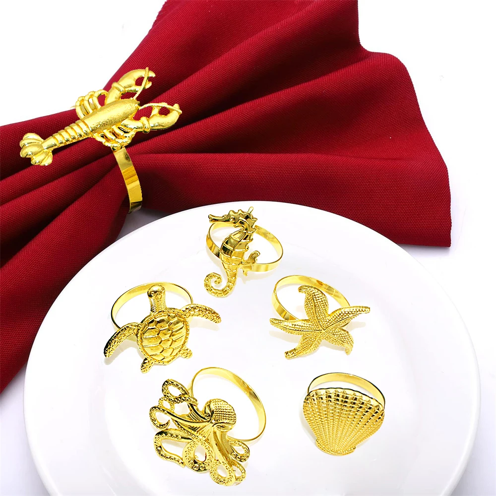 6Pcs Mixed Sea Creatures Napkin Rings Set Ocean Animal Napkin Holder Gold Serviette Buckles for Beach Wedding Party Table Decor
6Pcs Mixed Sea Creatures Napkin Rings Set Ocean Animal Napkin Holder Gold Serviette Buckles for Beach Wedding Party Table Decor