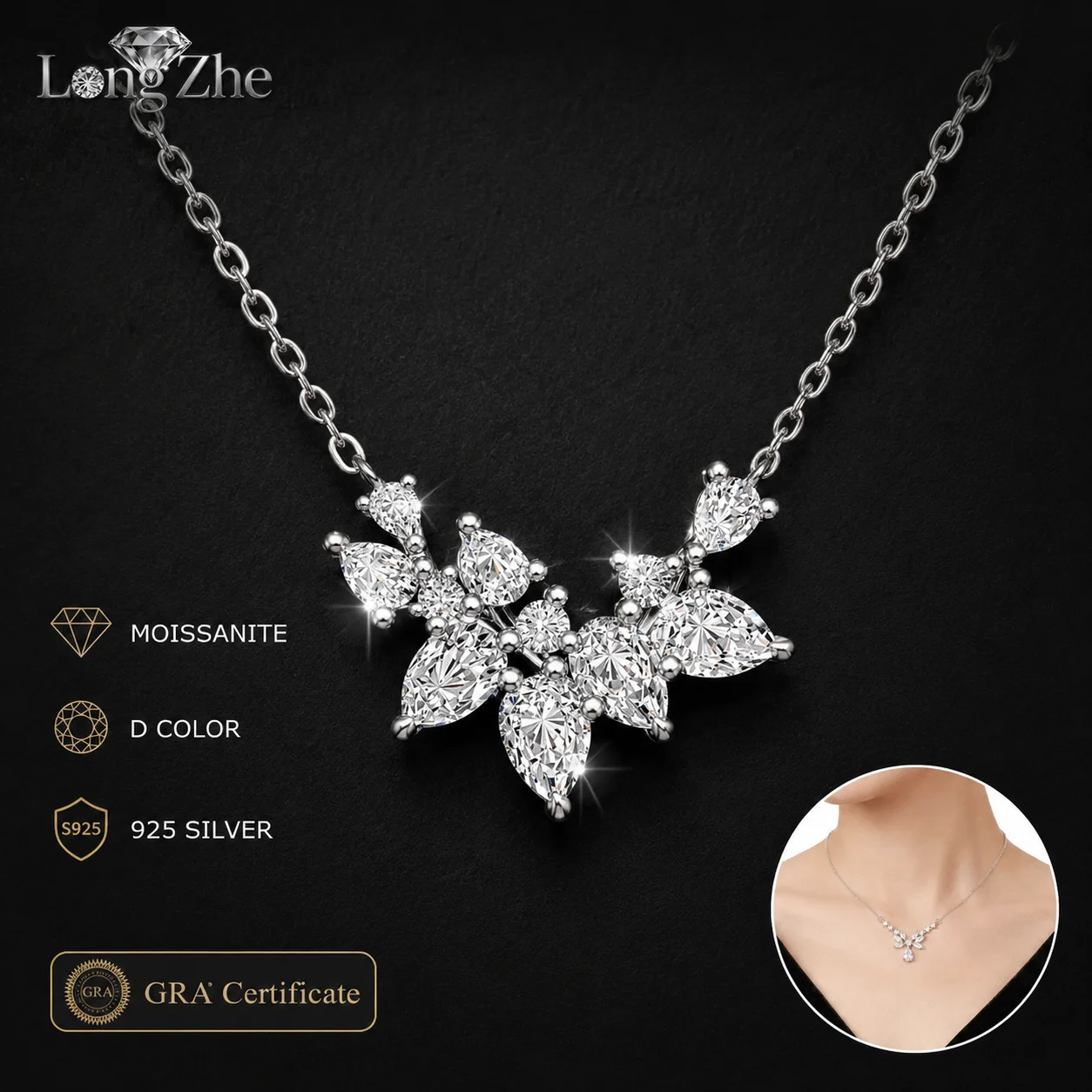 Moissanite Pendant Necklace for Women S925 Sterling Silver Floral Leaf Branch Design Elegant Collarbone Fine Jewelry Gift
Moissanite Pendant Necklace for Women S925 Sterling Silver Floral Leaf Branch Design Elegant Collarbone Fine Jewelry Gift