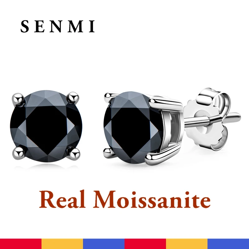SEMNI 2.0ct Real Round Black Moissanite Stud Earrings for Women Girls White Gold Plated Sparkling Lab Diamond Luxury Jewel Gift
SEMNI 2.0ct Real Round Black Moissanite Stud Earrings for Women Girls White Gold Plated Sparkling Lab Diamond Luxury Jewel Gift