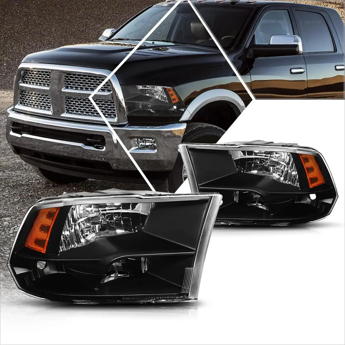 2 шт., прямая замена фар в сборе, совместимая с Dodge Ram 09-18 | Фонари с черным корпусом Янтарный угол
2 шт., прямая замена фар в сборе, совместимая с Dodge Ram 09-18 | Фонари с черным корпусом Янтарный угол