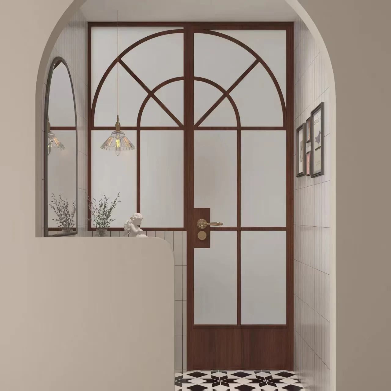 Bathroom door with window dry and wet separation partition integrated cabinet French retro glass door wholesale single door
Bathroom door with window dry and wet separation partition integrated cabinet French retro glass door wholesale single door