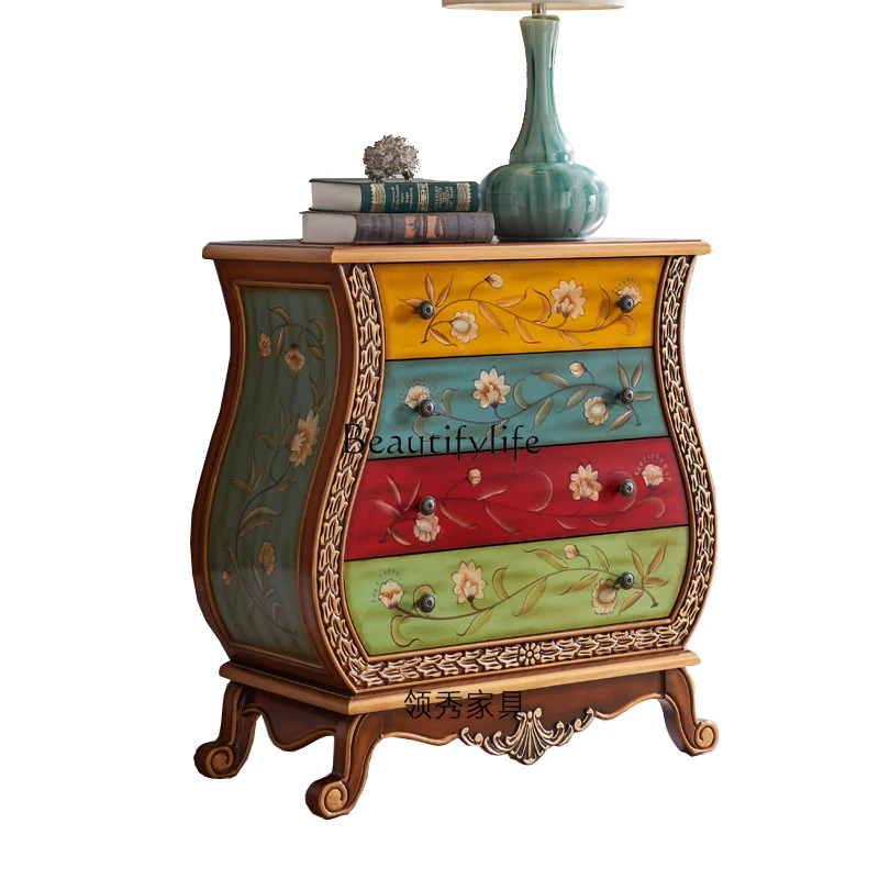 American country solid wood chest, retro drawer storage, four chest cabinets against the wall
American country solid wood chest, retro drawer storage, four chest cabinets against the wall