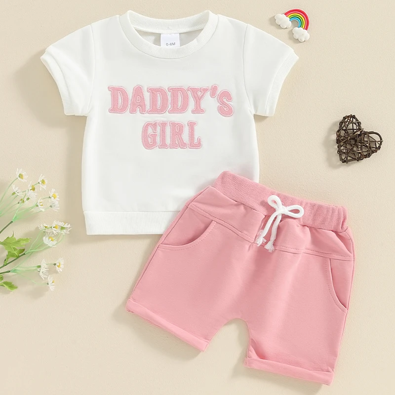 Toddler Girl Summer Outfits Letters Baby Girl T-shirt Baby Girl Tops Baby Shorts 2PCS Infant Girl Clothes
Toddler Girl Summer Outfits Letters Baby Girl T-shirt Baby Girl Tops Baby Shorts 2PCS Infant Girl Clothes
