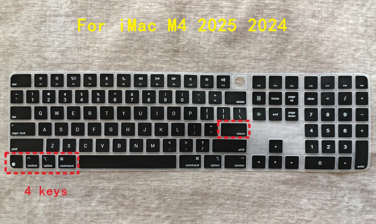 for 2025 2024 iMac M4 Apple Magic Keyboard with Touch ID and Numeric Keypad (A3119) A 3119 Silicone Keyboard Cover Skin
for 2025 2024 iMac M4 Apple Magic Keyboard with Touch ID and Numeric Keypad (A3119) A 3119 Silicone Keyboard Cover Skin
