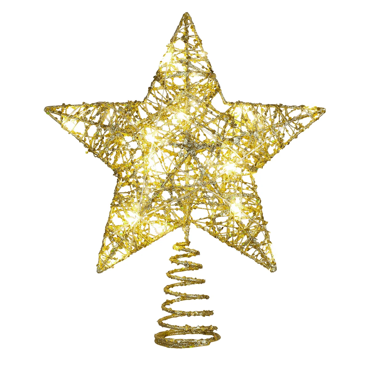 Christmas Tree Topper Star Glitter Iron Wire Treetop Star with 20 LEDs String Lights Xmas Party Decoration (Golden)
Christmas Tree Topper Star Glitter Iron Wire Treetop Star with 20 LEDs String Lights Xmas Party Decoration (Golden)