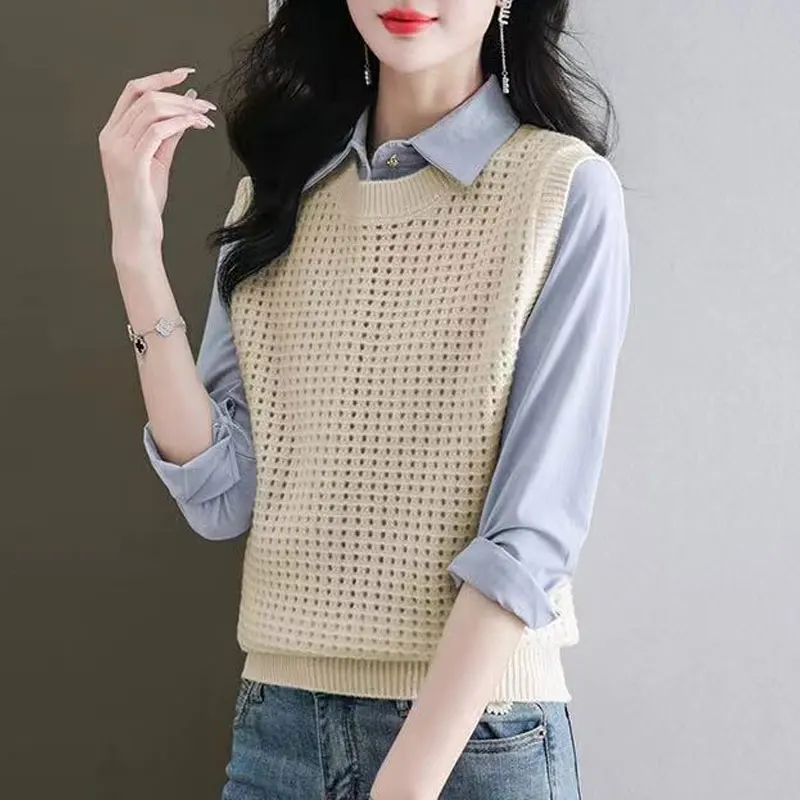 Women's Clothing Casual Round Neck Jumpers Fashion Hollow Out Spring Autumn Sleeveless Basic Solid Color Knitted Sweater Vest
Women's Clothing Casual Round Neck Jumpers Fashion Hollow Out Spring Autumn Sleeveless Basic Solid Color Knitted Sweater Vest