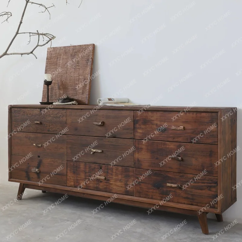 Medieval style solid wood chest, dining side cabinet, wabi-sandy wind, living room storage storage cabinet
Medieval style solid wood chest, dining side cabinet, wabi-sandy wind, living room storage storage cabinet