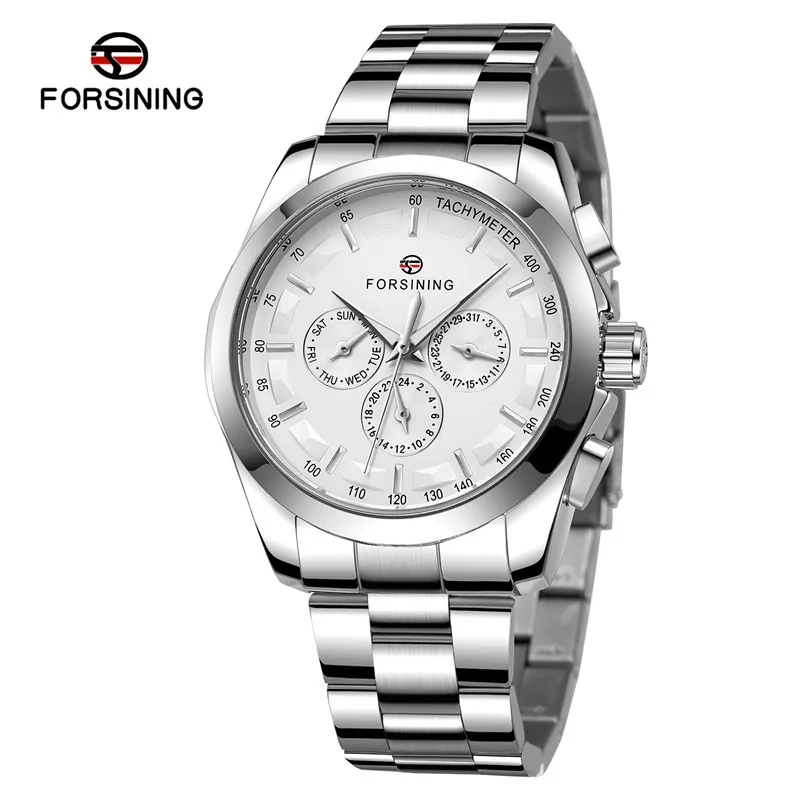 Forsining Men's Business Automatic Chronograph Watch Stainless Steel Date Display Luminous Hands 50M Waterproof Multi-Function
Forsining Men's Business Automatic Chronograph Watch Stainless Steel Date Display Luminous Hands 50M Waterproof Multi-Function