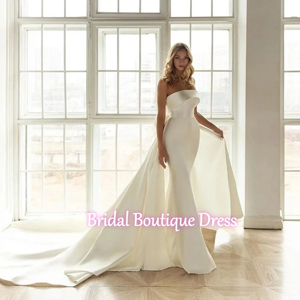 Свадебное платье-русалка из атласа с отстегивающимся шлейфом, без бретелек, простое, с бантом на спине, Vestido De Noiva Sereia
Свадебное платье-русалка из атласа с отстегивающимся шлейфом, без бретелек, простое, с бантом на спине, Vestido De Noiva Sereia