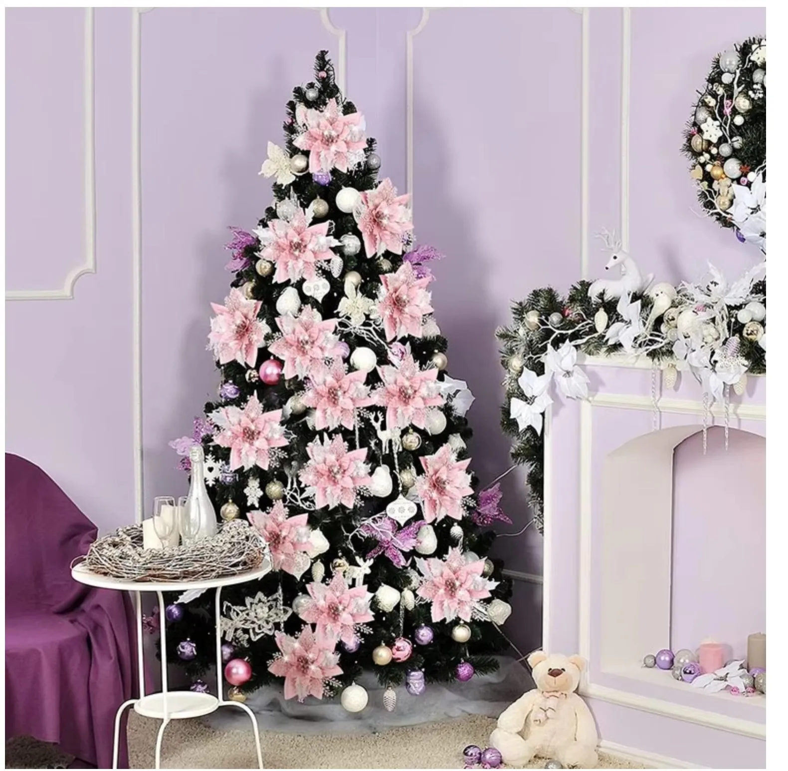 50pcs Glitter Pink Christmas Flowers Xmas Tree 14cm Artifical Flower Ornaments 2023 Merry Christmas Decoration For Home New Yea
50pcs Glitter Pink Christmas Flowers Xmas Tree 14cm Artifical Flower Ornaments 2023 Merry Christmas Decoration For Home New Yea