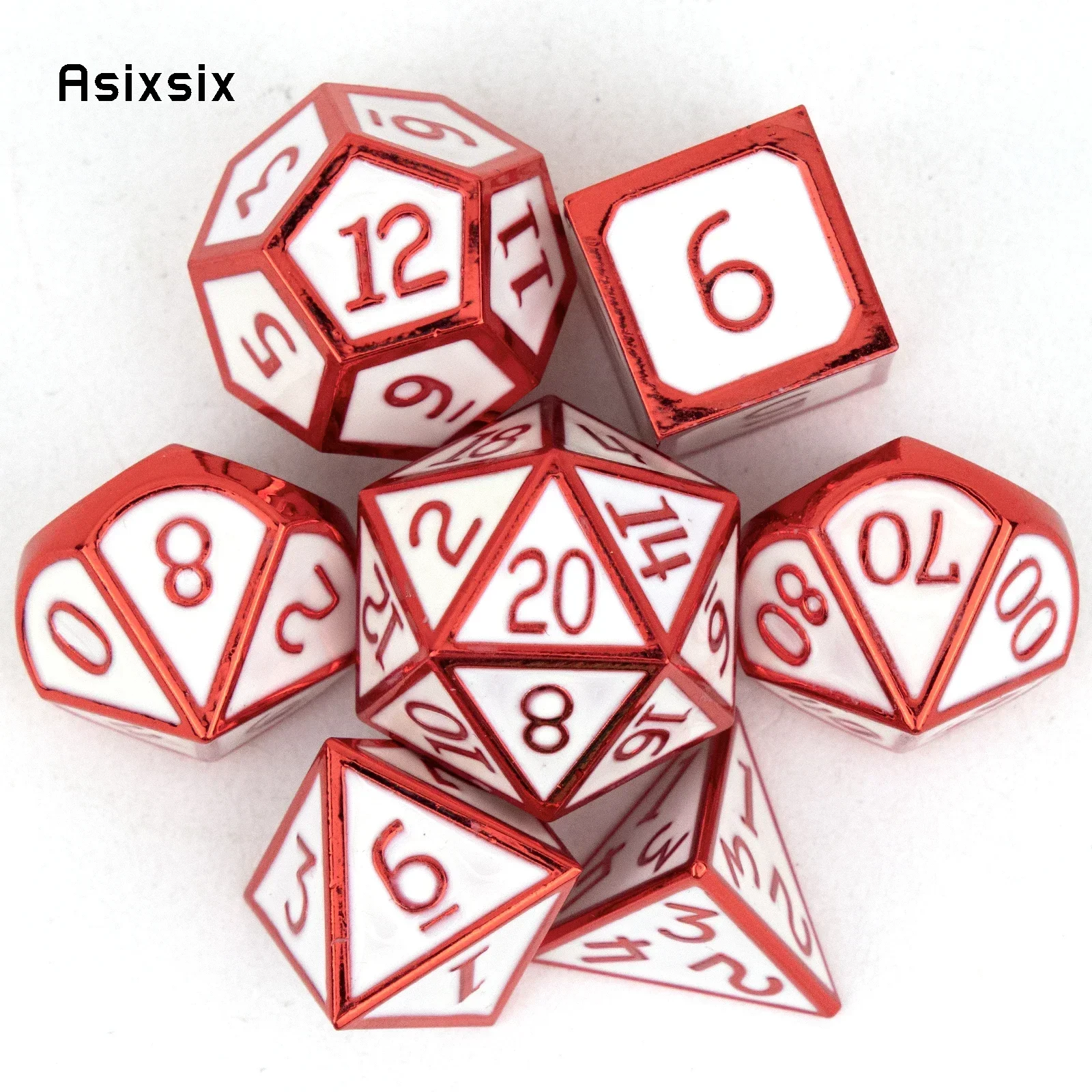 7 Pcs White Red Standard Metal Dice Solid Metal Polyhedral Dice Set Suitable For Role-Playing Dice PropBoard Game Gift
7 Pcs White Red Standard Metal Dice Solid Metal Polyhedral Dice Set Suitable For Role-Playing Dice PropBoard Game Gift