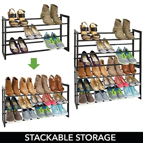Black 3-Tier Metal Expandable Shoe Organizer With Angled Shelves For Space Saving Vertical Storage In Closet, Entryway,
Black 3-Tier Metal Expandable Shoe Organizer With Angled Shelves For Space Saving Vertical Storage In Closet, Entryway,