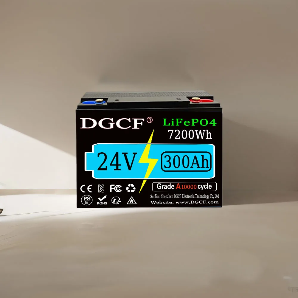 DGCF 24V 300Ah 2560Wh Lithium LiFePO4 Battery with 200A BMS Perfect for RV,Golf Cart,Solar Power System,Trolling Motor 
DGCF 24V 300Ah 2560Wh Lithium LiFePO4 Battery with 200A BMS Perfect for RV,Golf Cart,Solar Power System,Trolling Motor