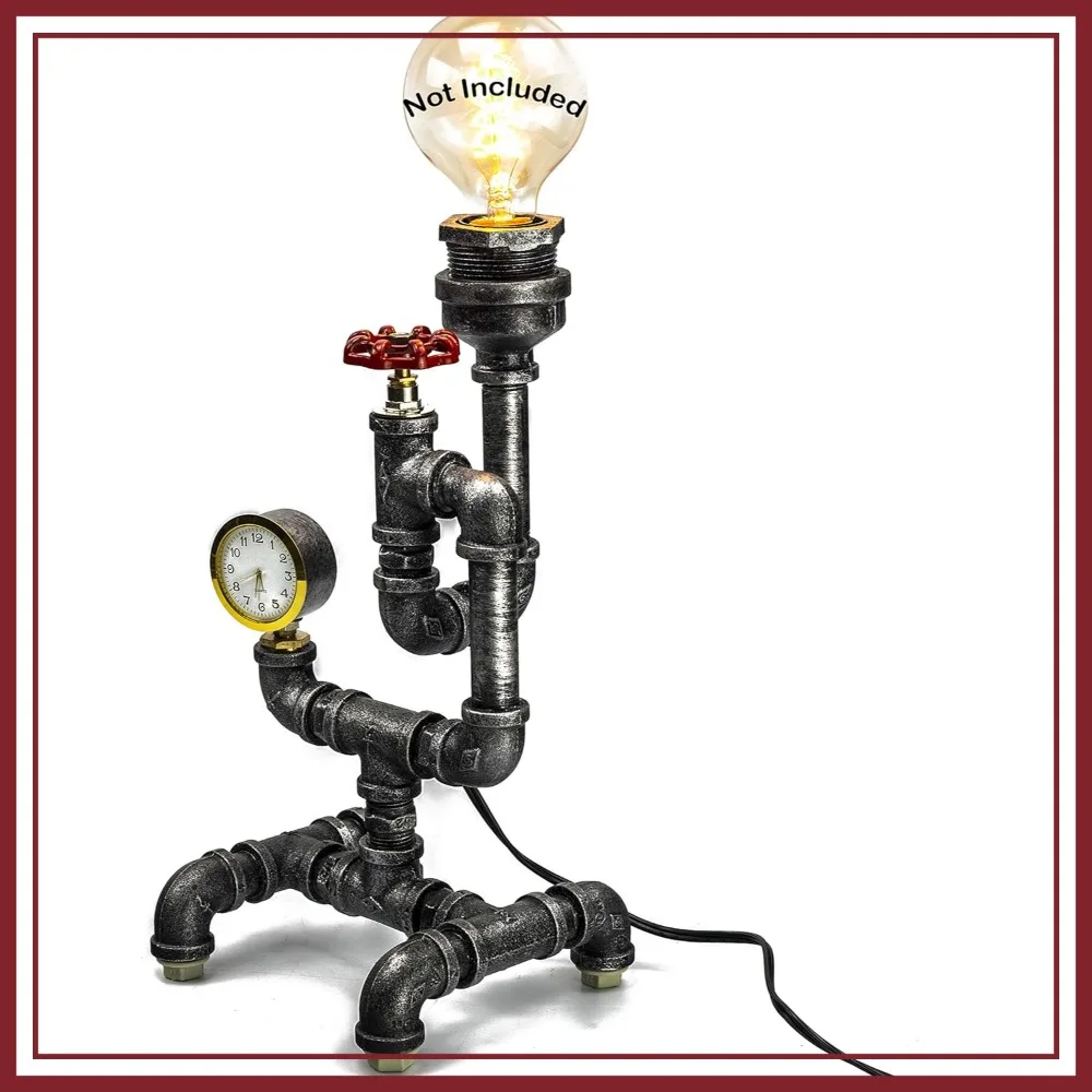 Industrial Steampunk Desk Lamp with Dimmer, Vintage Iron Pipe Table Light, Dimmable Loft Style, E26/E27 Socket, 13.75 inch
Industrial Steampunk Desk Lamp with Dimmer, Vintage Iron Pipe Table Light, Dimmable Loft Style, E26/E27 Socket, 13.75 inch