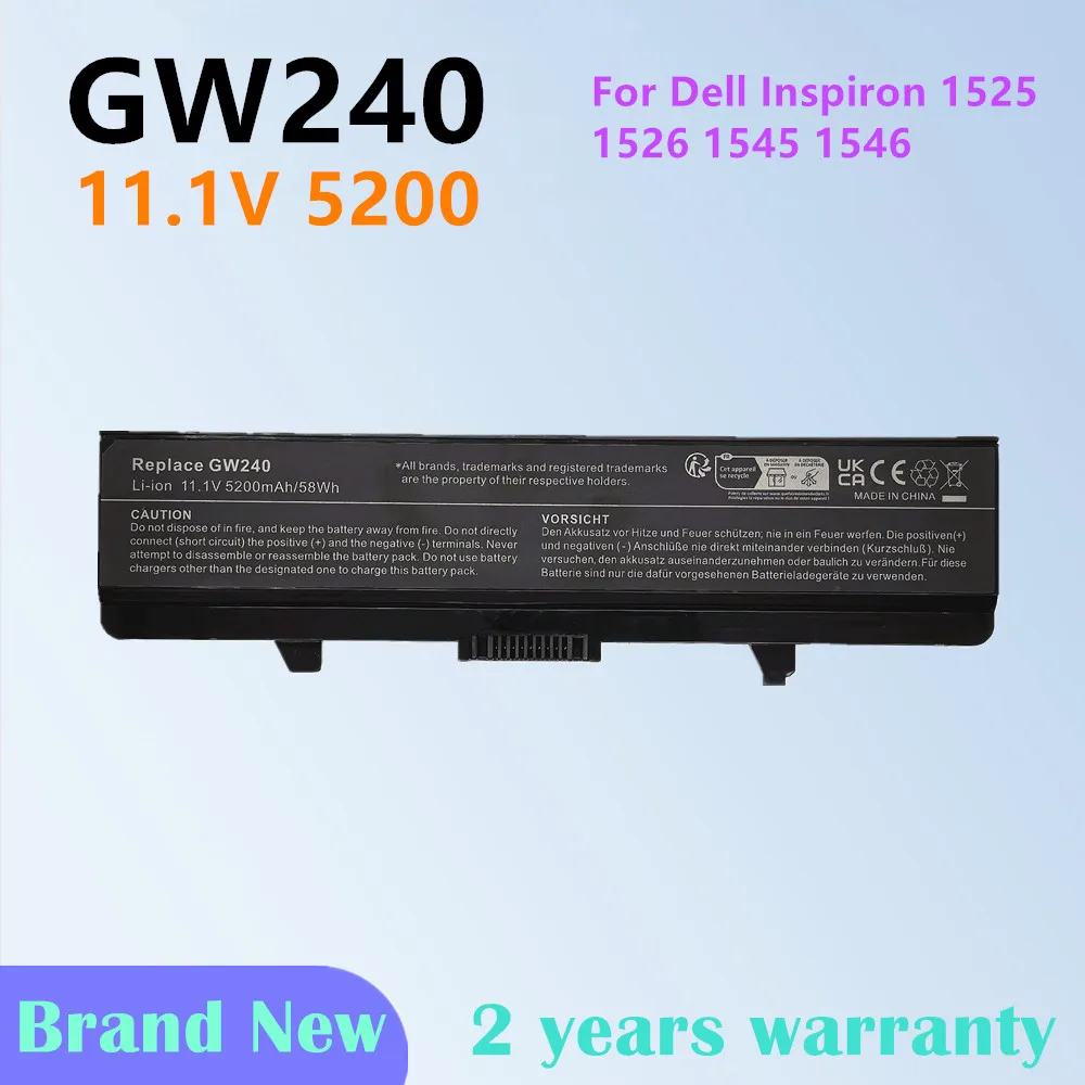 Laptop Battery For Dell Inspiron 1546 1525 1526 1545 GW240 GW241 X284G
Laptop Battery For Dell Inspiron 1546 1525 1526 1545 GW240 GW241 X284G