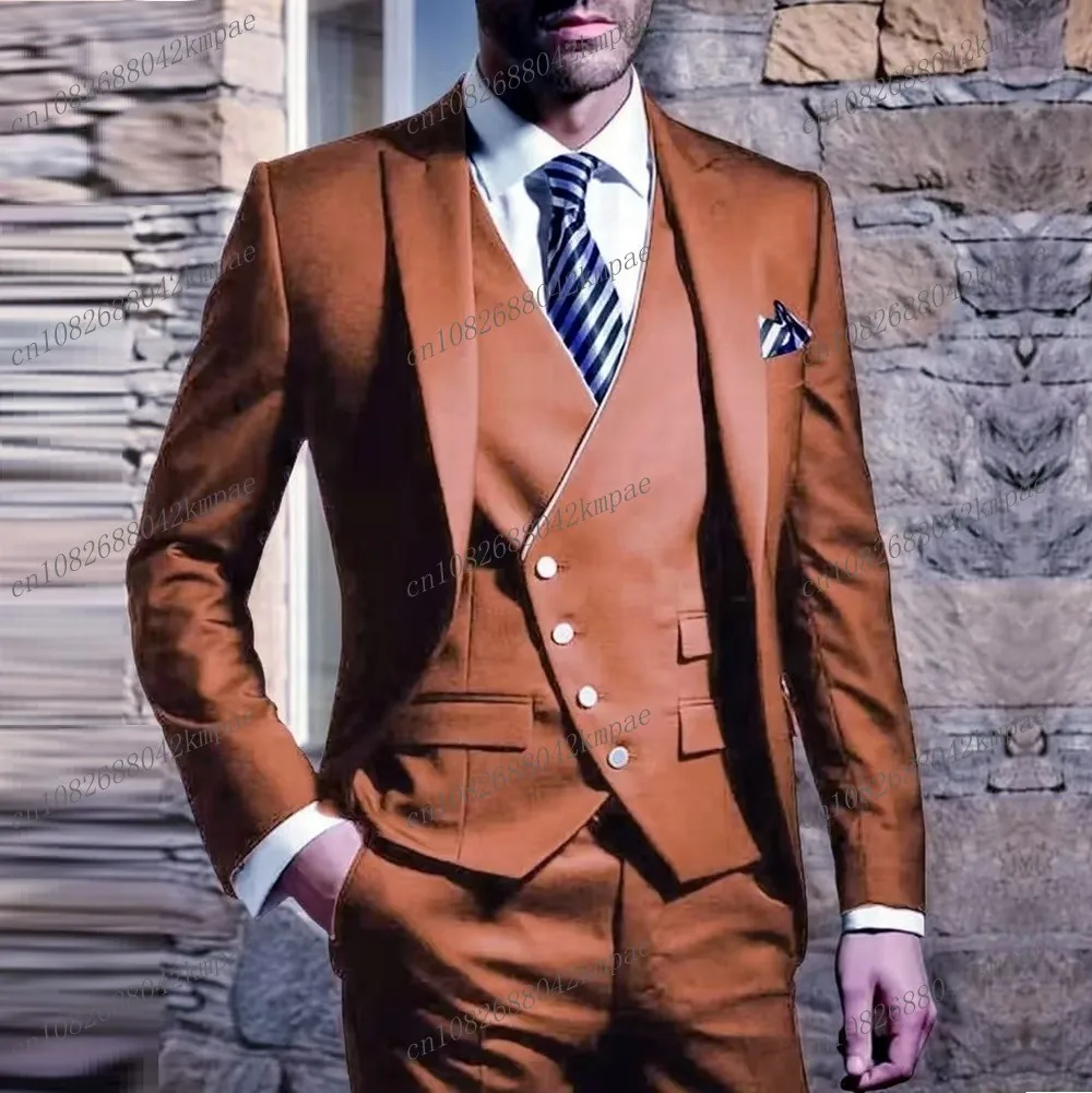 New Style Brown Men Suit Formal Occasion Groom Groomsman Wedding Party Prom Business Tuxedos Male 3 Piece Set Blazer Vest Pants
New Style Brown Men Suit Formal Occasion Groom Groomsman Wedding Party Prom Business Tuxedos Male 3 Piece Set Blazer Vest Pants