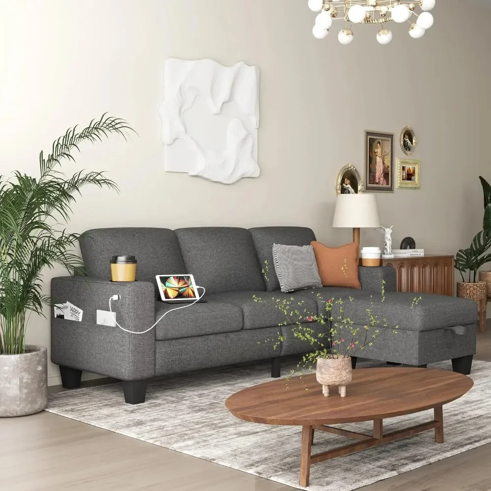 L Shape Sectional Sofa Couch with USB & Type-C Charge Port and Cup Holders,Modern Linen Sofa Set with Storage Ottoman & Pockets
L Shape Sectional Sofa Couch with USB & Type-C Charge Port and Cup Holders,Modern Linen Sofa Set with Storage Ottoman & Pockets
