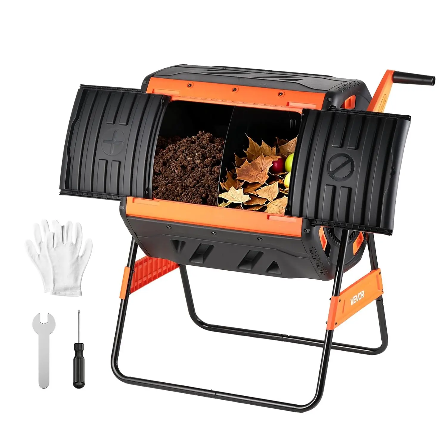 53 Gallon Dual Chamber Outdoor Tumbling Composter with Sliding Doors & Aeration System for Garden Kitchen Yard Waste, Custom
53 Gallon Dual Chamber Outdoor Tumbling Composter with Sliding Doors & Aeration System for Garden Kitchen Yard Waste, Custom