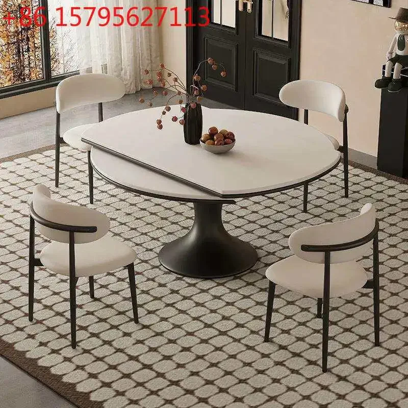 Rock slab dining table and chair combination retractable folding table small household round table
Rock slab dining table and chair combination retractable folding table small household round table
