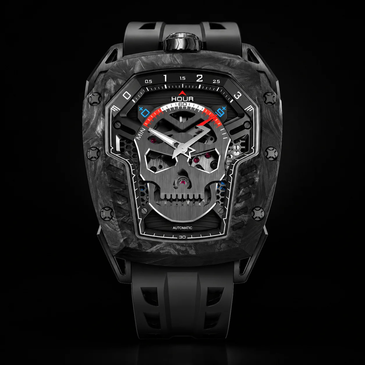 TSAR BOMBA Men's Automatic Skeleton Watch, Skull Dial Day of the Dead, Stainless Steel Case, Carbon Fiber Bezel, Sapphire, 50M
TSAR BOMBA Men's Automatic Skeleton Watch, Skull Dial Day of the Dead, Stainless Steel Case, Carbon Fiber Bezel, Sapphire, 50M