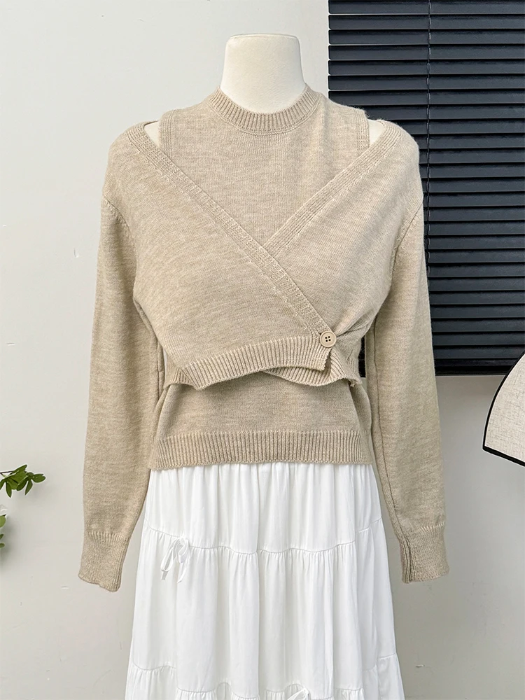 Korean style Round Neck Pullover Knit Sweater Spring Autumn New Women's Slimming Long Sleeved Top Two-piece Set
Korean style Round Neck Pullover Knit Sweater Spring Autumn New Women's Slimming Long Sleeved Top Two-piece Set