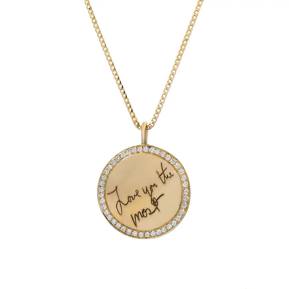 3UMeter Customizable Disc Necklace Engravable Disc With Diamond Chain Necklaces Personalized Pendent Gold Name Necklace gifts
3UMeter Customizable Disc Necklace Engravable Disc With Diamond Chain Necklaces Personalized Pendent Gold Name Necklace gifts