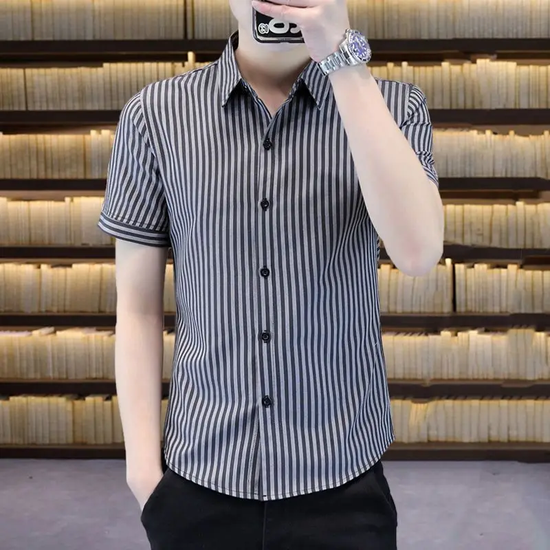Striped Shirts for Men Short Sleeve Business Man Shirt High Quality Luxury with Sleeves Tops Cotton Fashion 2025 Silk Slim Fit
Striped Shirts for Men Short Sleeve Business Man Shirt High Quality Luxury with Sleeves Tops Cotton Fashion 2025 Silk Slim Fit