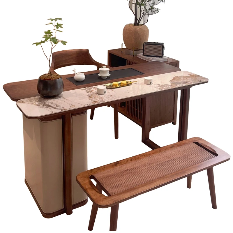 New Chinese solid wood tea table and chair combination Zen simple tea table light luxury modern art table tea room
New Chinese solid wood tea table and chair combination Zen simple tea table light luxury modern art table tea room
