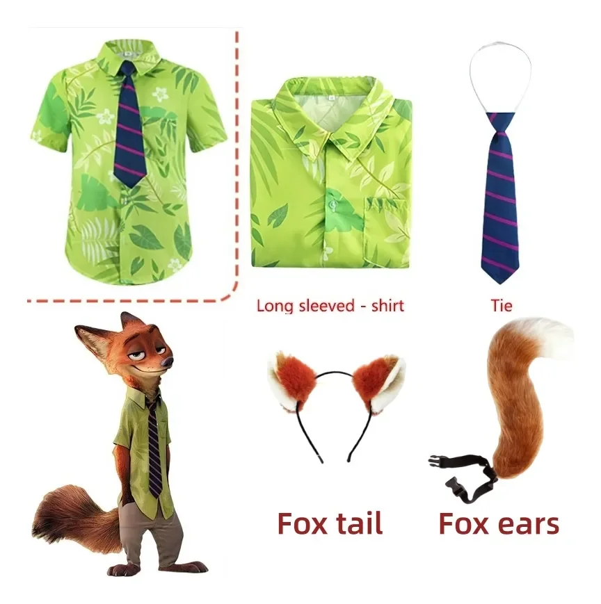 Zootopia Cosplay Costumes Nick Cosplay Summer Shirt Tie Fox tail+ears Suits Halloween Carnival Adult Unisex Kids Boys Girls Gift
Zootopia Cosplay Costumes Nick Cosplay Summer Shirt Tie Fox tail+ears Suits Halloween Carnival Adult Unisex Kids Boys Girls Gift
