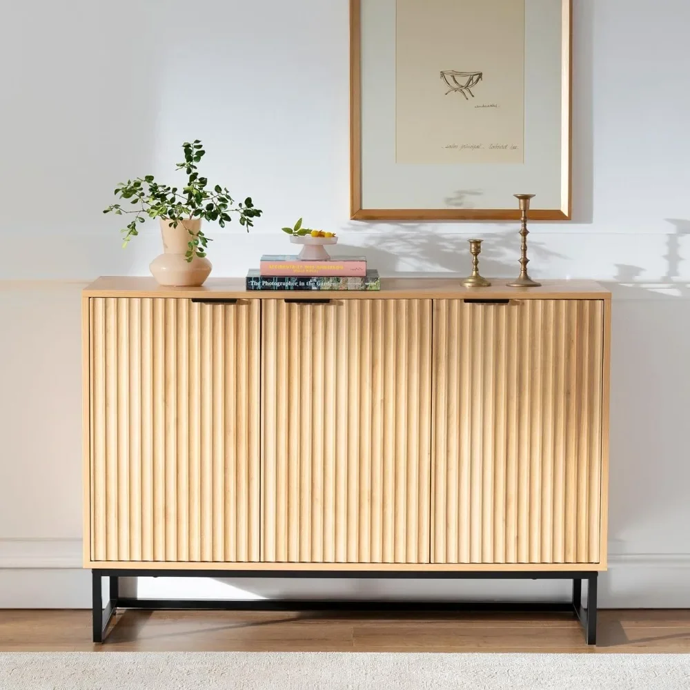Fluted Storage Cabinet with 3 Doors,Sideboard Buffet Cabinet with Adjustable Shelves, Multifunctional Console Table with Storage
Fluted Storage Cabinet with 3 Doors,Sideboard Buffet Cabinet with Adjustable Shelves, Multifunctional Console Table with Storage