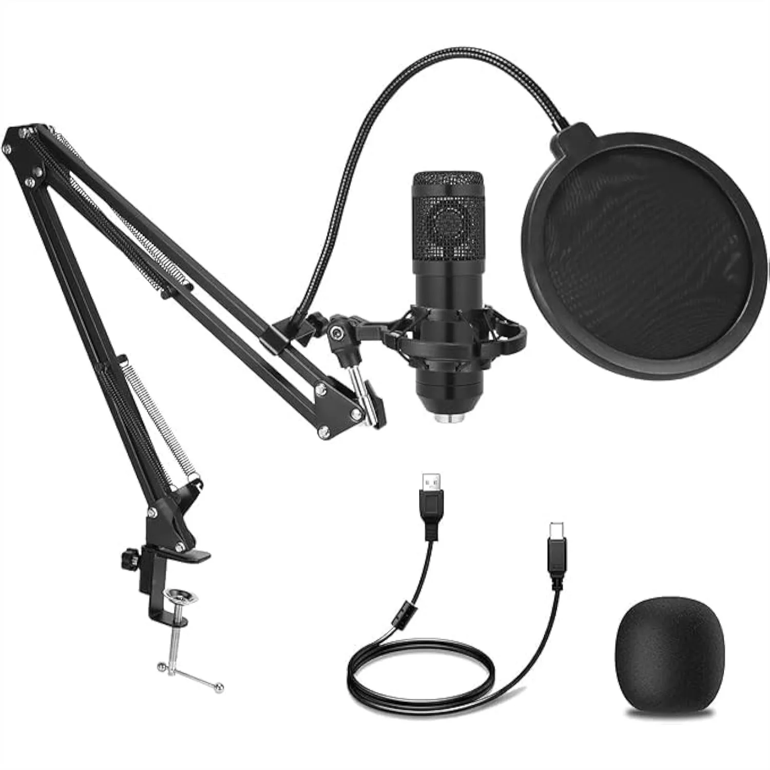 Condenser Microphone, Professional Cardioid USB Mic Set with Adjustable Scissor Arm Stand for Podcasting, Gaming, Streaming
Condenser Microphone, Professional Cardioid USB Mic Set with Adjustable Scissor Arm Stand for Podcasting, Gaming, Streaming