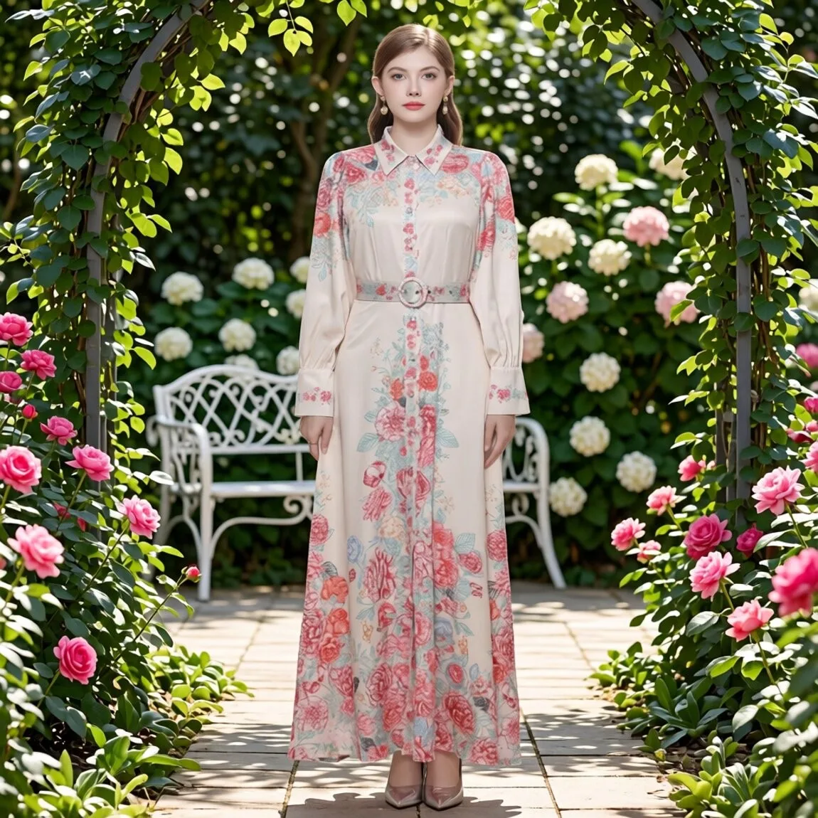 Large Size Floral Print Dress Elegant European Court Style Long Skirt for Holiday Travel Photography Stylish Casual Shirt Dress
Large Size Floral Print Dress Elegant European Court Style Long Skirt for Holiday Travel Photography Stylish Casual Shirt Dress