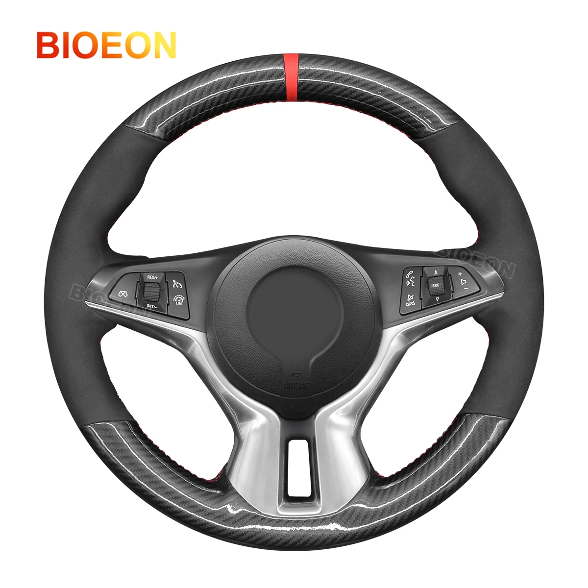 Bioeon Black PU Leather with PU Carbon Fiber Steering Wheel Cover for Opel Adam 2012-2020 / for Vauxhall Adam 2012-202
Bioeon Black PU Leather with PU Carbon Fiber Steering Wheel Cover for Opel Adam 2012-2020 / for Vauxhall Adam 2012-202