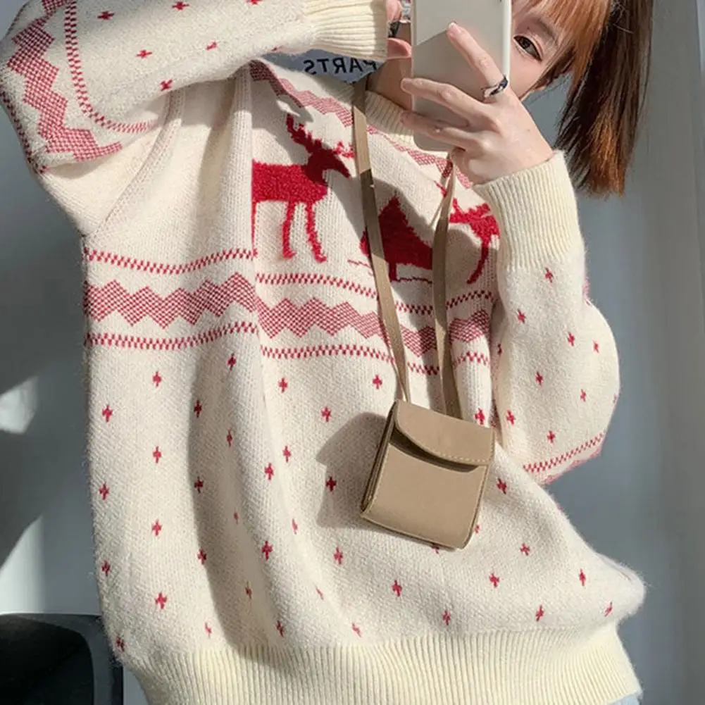 Practical Christmas Sweater Crew Neck Exquisite Fashionable Elk Print Festive Christmas Sweater Top
Practical Christmas Sweater Crew Neck Exquisite Fashionable Elk Print Festive Christmas Sweater Top