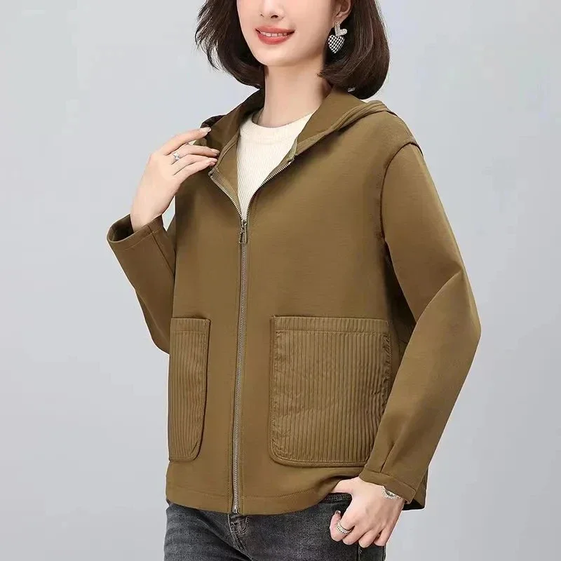 Spring Autumn New Fashion Short Jacket Women Loose Hoodie Zipper Mother Coat Female Casual Windbreaker Outerwear Ladies Tops
Spring Autumn New Fashion Short Jacket Women Loose Hoodie Zipper Mother Coat Female Casual Windbreaker Outerwear Ladies Tops