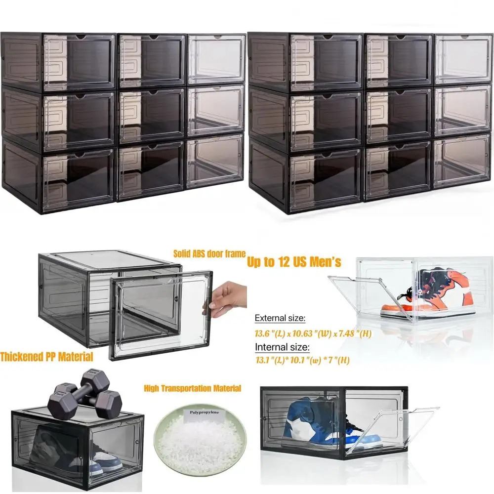 9-Pack Clear Black Stackable Shoe Boxes with Magnetic Doors and Drop Front Display
9-Pack Clear Black Stackable Shoe Boxes with Magnetic Doors and Drop Front Display