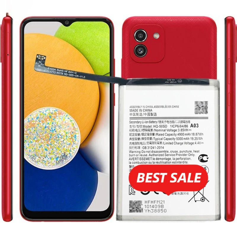 HQ-50SD for Samsung A03 Phone Battery 0 Cycle High Quality High Capacity Battery Replacement Bateria Grade A Cell with Tools
HQ-50SD for Samsung A03 Phone Battery 0 Cycle High Quality High Capacity Battery Replacement Bateria Grade A Cell with Tools