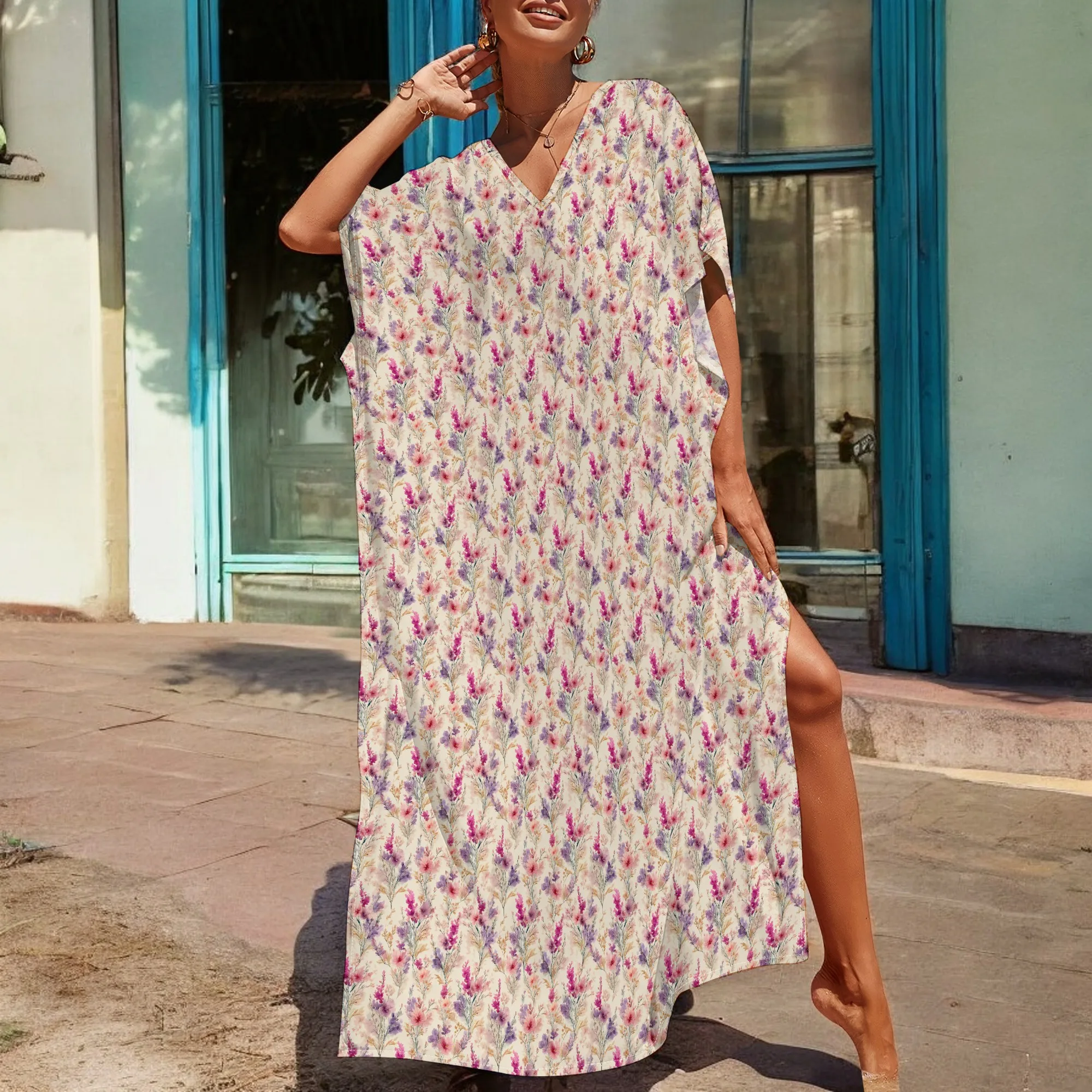Lavender Floral Print Kaftan Dress for Women V-Neck Loose Fit Summer Maxi Dress 2025 Cottagecore Boho Church Style S-3XL
Lavender Floral Print Kaftan Dress for Women V-Neck Loose Fit Summer Maxi Dress 2025 Cottagecore Boho Church Style S-3XL