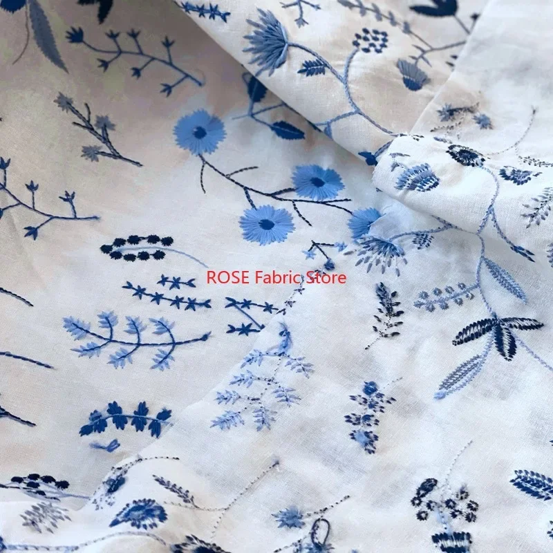 Blue Flower embroidery cotton fabric for skirts, dress, blouse, tops, table cover, costumes design, hair accessories sewing
Blue Flower embroidery cotton fabric for skirts, dress, blouse, tops, table cover, costumes design, hair accessories sewing
