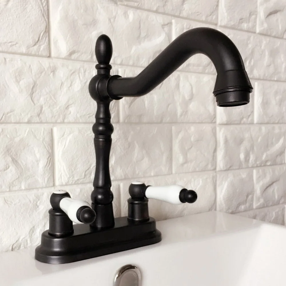 Oil Rubbed Bronze Sink Faucet Double Handle Basin Vessel Double Hole Sink Mixer Tap Counter Basin Faucet Nhg076
Oil Rubbed Bronze Sink Faucet Double Handle Basin Vessel Double Hole Sink Mixer Tap Counter Basin Faucet Nhg076