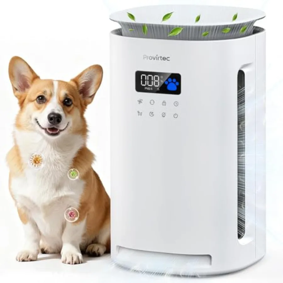 Air Purifier for Home Pets: H13 True HEPA Filter, 4-Side Intake, Traps Pet Odor, Fur, Dander Allergens, Auto/Pet Mode, Washable
Air Purifier for Home Pets: H13 True HEPA Filter, 4-Side Intake, Traps Pet Odor, Fur, Dander Allergens, Auto/Pet Mode, Washable